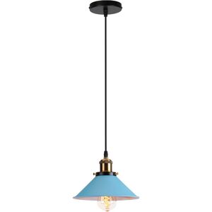AXHUP Pendant Light Fitting, Antique Dome Chandelier with Ø22cm Lampshade, Vintage Hanging Lamp for Living room Bedroom Dining Room (Blue)