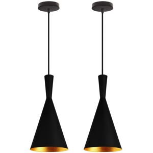AXHUP Pendant Lighting Fitting Modern Hanging Ceiling Light Fixtures with Ø19cm Black Lampshade Retro Industrial Metal Musical Instrument Shape Chandelier