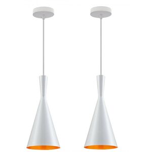 AXHUP Pendant Lighting Fitting Modern Hanging Ceiling Light Fixtures with Ø19cm White Lampshade Retro Industrial Metal Musical Instrument Shape Chandelier