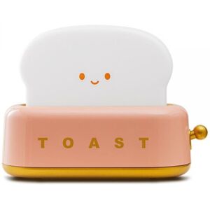 Linghhang - Pink Toast led Night Light, Rechargeable Kids Bedside Lamp, Adjustable Brightness, with Timer Function, Birthday Gift