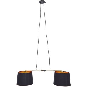 Premier Housewares - Ceiling Lights Black Finish 2 Bulbs Round Hammered Pattern Shape Pendant Light Antique Ceiling Lighting Contemporary Pendant