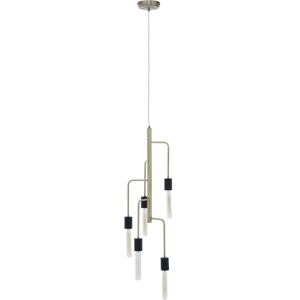 Premier Housewares - Ceiling Lights Black Finish Brass Pendant Light With 5 Tubular Bulbs Antique Ceiling Lighting Contemporary Pendant Hanging