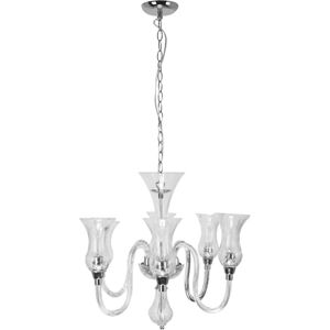 Premier Housewares - Glass and Chrome 6 Arm Chandelier