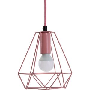 Premier Housewares - Pastel Pink Metal Wire Pendant Light White Modern Ceiling Light Chandelier 16 x 16 x 115