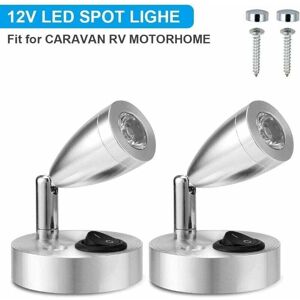 Tonchean - Reading Light--2 Pack 12V led Spot Reading Light, 3000K led Interior Lighting, Adjustable Switch 3W Warm Light, Silver