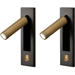 Tlily - Reading Lights,Headboard Wall Light Reading Light Recessed Push Switch Wall Lamps for Living Room, Bedroom Black Gold X2 I500109574A1