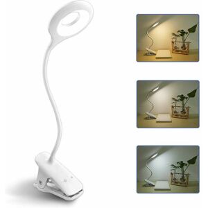 DEWDAT Rechargeable Cordless led Desk Lamp, 3 Colors and 3 Dimmable, Touch Bedside Lamp for Kids with Clip, Portable Clip-on Reading Lamp for Book in Bed,