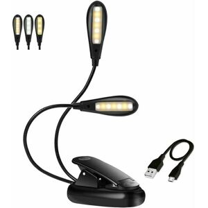 Dewdat - Rechargeable Reading Light, Reading Lamp 14 LEDs 3 Colors 9 Modes Adjustable Brightness, 360° Clip-on Lamp Cordless Flexible Neck Portable