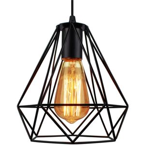 AXHUP Pendant Lighting Fixture, Vintage Hanging Ceiling Lamp Fitting, Chandelier with Ø20cm Diamond Cage for Bedroom Living Room Kitchen Island - 1 Light