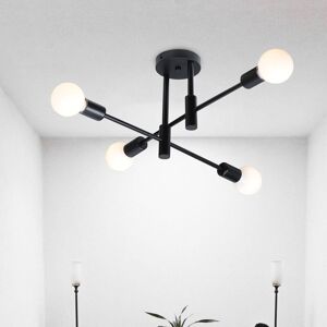 AXHUP Retro Ceiling Light Vintage Industrial Ceiling Lamp 4 Spot Chandelier Lighting for Dining Room Bedroom Living Room Black