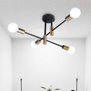 AXHUP Retro Ceiling Light Vintage Industrial Ceiling Lamp 4 Spot Chandelier Lighting for Dining Room Bedroom Living Room Black and Copper