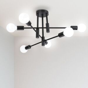 Axhup - Retro Ceiling Light Vintage Industrial Ceiling Lamp 6 Spot Chandelier Lighting for Dining Room Bedroom Living Room Black