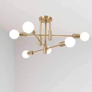 Axhup - Retro Ceiling Light Vintage Industrial Ceiling Lamp 6 Spot Chandelier Lighting for Dining Room Bedroom Living Room Copper