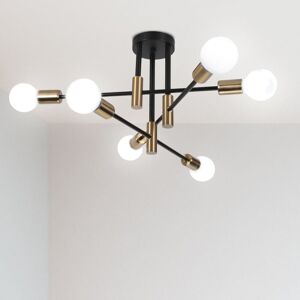 Axhup - Retro Ceiling Light Vintage Industrial Ceiling Lamp 6 Spot Chandelier Lighting for Dining Room Bedroom Living Room Black and Copper