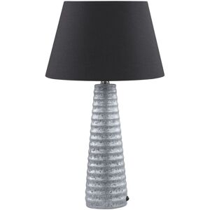 Beliani - Retro Ceramic Bedside Table Lamp with Black Empire Shade Silver Vilnia