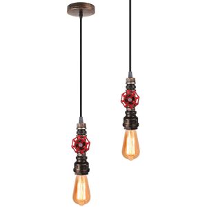 AXHUP Pendant Lighting Fixture, Vintage Industrial Water Pipe Hanging Ceiling Lamp, Metal Bronze Chandelier for Bedroom Living Room Kitchen Island - 2pcs