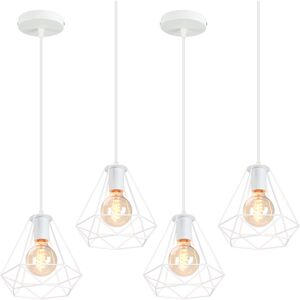 AXHUP Retro Industrial Pendant Light White Vintage Hanging Light Ø20cm Diamond Chandelier Height Adjustable Pendant Lamp for Living Room Dining Bar Office