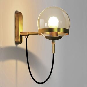 TONCHEAN Retro Industrial Wall Light Glass Ball Shade Metal Floor Lamp Bedroom Living Room Hallway Hotel Wall Sconce (Brass)