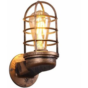 HOOPZI Retro Wall Lamp Vintage Industrial Lighting Rustic Sconces Wire Metal Cage Wall Sconce Indoor Home Retro Light Fixture (Rust Color) (Without bulb)