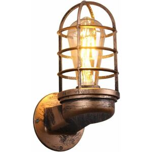 DEWDAT Retro Wall Lamp Vintage Industrial Lighting Rustic Sconces Wire Metal Cage Wall Sconce (Rust Color) (Without bulb)