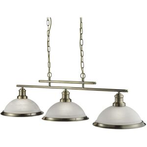 Searchlight Bistro - 3 Light Ceiling Pendant Bar Antique Brass, Acid Glass, E27
