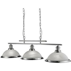 Searchlight Bistro - 3 Light Ceiling Pendant Bar Satin Silver, Acid Glass, E27
