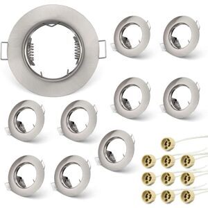 Longziming - Set of 10 Frames for GU10 Spotlights Set, Round Brushed Nickel Recessed Mounting Frame For GU10 Halogen Lamps MR16 led Module, led