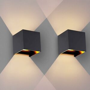 LUNE Set of 2 12W Led Wall Light Bedroom Modern Interior, Up and Down Design Adjustable Lamp, Aluminum Black Led Wall Light Fixtures for Bedroom Home