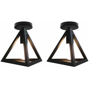 ROSE Set of 2 Industrial design ceiling light, triangle cage, modern ceiling light, vintage industrial style, black metal, bedroom, cafe bar, restaurant,