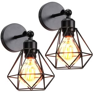 BEIJIYI Set of 2 Vintage Industrial Style Indoor Wall Lamps, E27 Ceiling Lights, Industrial Metal Wall Light, Retro 180° Adjustable Wall Lighting for Kitchen