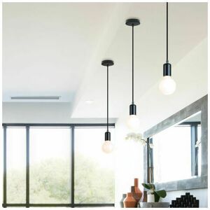 Dewdat - Set of 3 Retro Industrial Pendant Metal Chandelier Ceiling Light E27 for Bedroom Kitchen Living Room Bar Black - Black