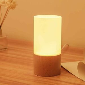 DEWDAT Small led wooden table lamp, bedroom bedside night light, dimmable led lighting, creative home decor table lamp, unique home natural beech wood