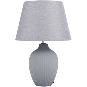 Beliani - Retro Ceramic Table Lamp with Empire Shade Grey Bedside Light Fergus