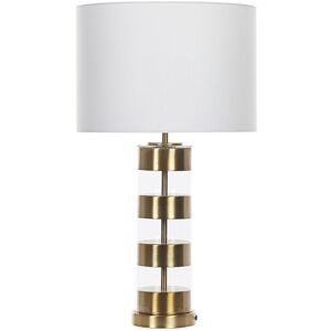 BELIANI Table Lamp Gold Metal Base Drum Fabric White Lampshade Beatton