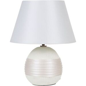 Beliani - Modern Table Lamp Ceramic Base Off-White Faux Silk Cone Empire Shade Sado