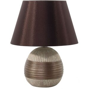 Beliani - Modern Table Lamp Porcelain Base Brown Faux Silk Cone Empire Shade Sado