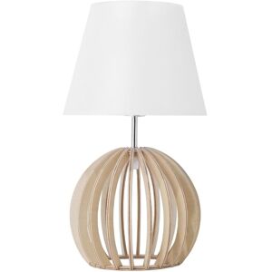 Beliani - Modern Scandinavian Table Lamp Wooden Open Base Natural White Shade Samo