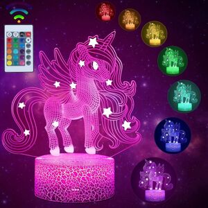 Longziming - Unicorn night light for children, 3D lamp, for gifts, birthday, festival, bedroom, decoration lamp, children's birthday gift idea