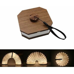DEWDAT USB Rechargeable Natural Wood Smart Accordion Light Desk Lamp (Black Wood)