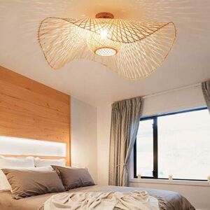 IKODM Vintage Bamboo Straw Hat Ceiling Light, Dining Room Light Fixture, Wicker Rattan, Entryway Light Fixture, Rattan Kitchen Pendant Light