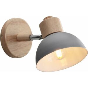 DEWDAT Vintage Industrial Wall Light 15CM Adjustable Wall Lamp Wood Metal Retro E27 Light Lamp Interior for Bedroom Living Room Corridor Restaurant (1 Pack,