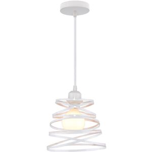 Tonchean - Vintage Metal Cage Pendant Light E27 Ceiling Lamp, Retro Industrial Pendant Light White