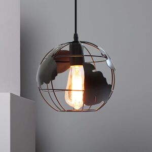 AXHUP Vintage Pendant Lamp Creative Earth Shape Chandelier Metal Sprial Hanging Light for Bedroom Cafe Bar Black - 1 Pack