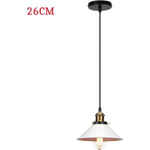AXHUP Industrial Simple Hanging Light Antique Classic Chandelier Retro Pendant Light Ø26cm Vintage Nostalgia Ceiling Lamp Metal Iron Pendant Lamp White 1PCS