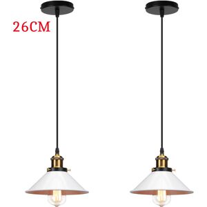 AXHUP Industrial Simple Hanging Light Antique Classic Chandelier Retro Pendant Light Ø26cm Vintage Nostalgia Ceiling Lamp Metal Iron Pendant Lamp White 2PCS