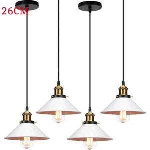 AXHUP Industrial Simple Hanging Light Antique Classic Chandelier Retro Pendant Light Ø26cm Vintage Nostalgia Ceiling Lamp Metal Iron Pendant Lamp White 4PCS