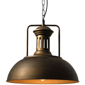 AXHUP Vintage Pendant Light Copper, Industrial Hanging Ceiling Lamp with Lampshade, Ø33cm Metal Dome Chandelier for Bedroom Living Room Kitchen Island
