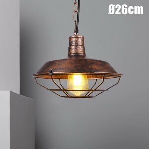 AXHUP Vintage Pendant Light Fitting, Industrial Metal Hanging Ceiling Lamp, Retro Chandelier with Ø26cm Cage Lamp Shade Fixture for Kitchen Island Loft