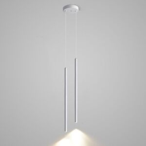 WOTTES LED Industrial Pendant Light Metal Ceiling Lamp White Hanging Lamp Cylindrical Long Tube Chandelier Three-Color Variable Light