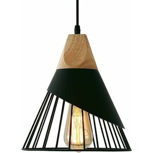 DEWDAT Vintage Pendant Light Fixture,Wood Metal Design Industrial Ceiling Lamp in Light Fixtures Pendant Lamp Shade 27 Lighting Sconce for Dining Room